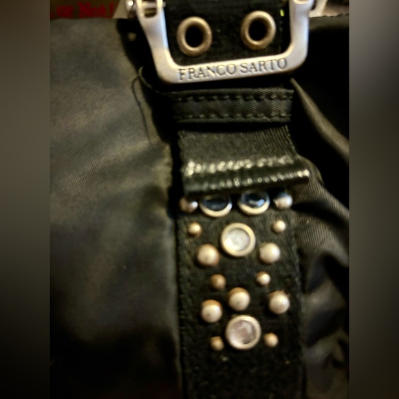 Y2K Franco Sarto black nylon handbag with silver buckle hardware and gems 🖤💎 - Picture 14 of 16